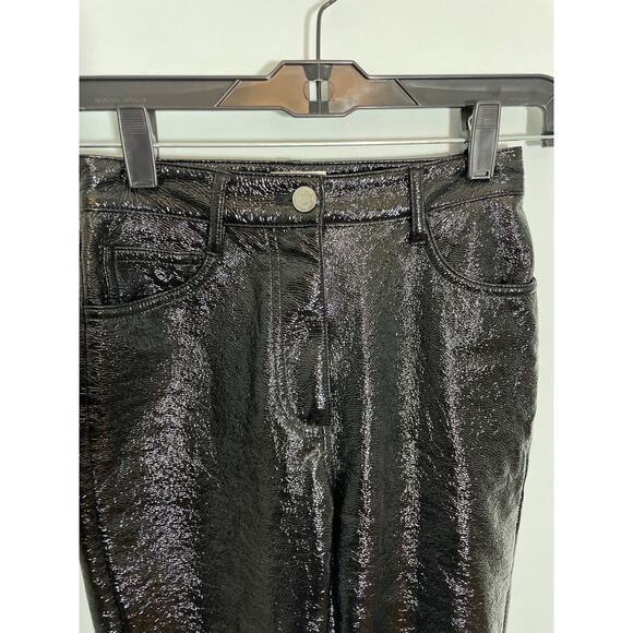 Aritzia Wilfred Women’s so 00 XS shiny textured black pants button and zip fly - Picture 2 of 7